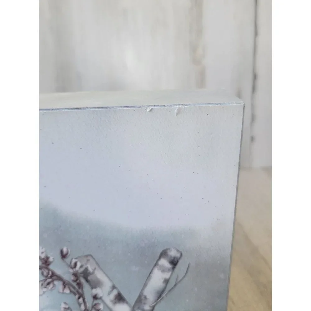 Snow scene picture Fox baby‎ Joy glitter Xmas Decor sign